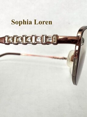 Sophia Loren M163 Modified Oval Metal Rose Gold Women Semi-Rim Eye Glasses Bling